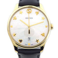 Gucci Watch Timeless 126.4 White Shell Dial Date Back Skew Black Cowhide