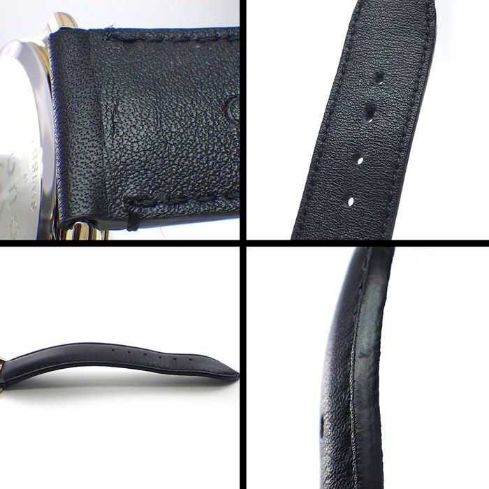 Gucci Watch Timeless 126.4 White Shell Dial Date Back Skew Black Cowhide