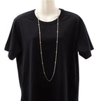 Chanel CC Logo Long Necklace Metal Silver