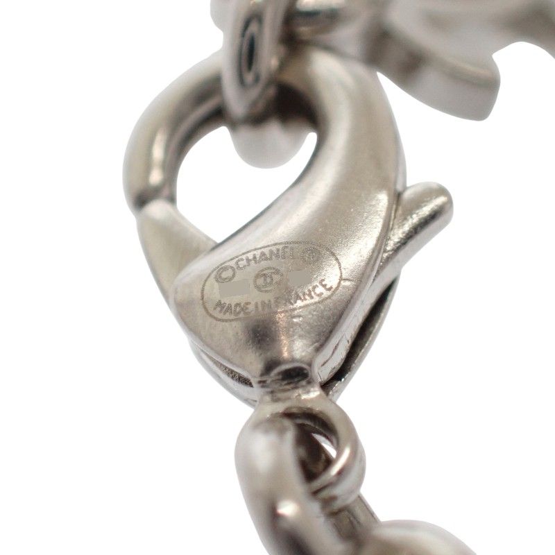 Chanel CC Logo Long Necklace Metal Silver