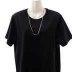 Chanel CC Logo Long Necklace Metal Silver