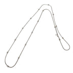 Chanel CC Logo Long Necklace Metal Silver