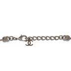 Chanel CC Logo Long Necklace Metal Silver