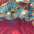 Hermes Scarf Silk L'ile Deserte Human Island Carre 90 Red