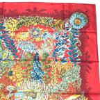 Hermes Scarf Silk L'ile Deserte Human Island Carre 90 Red