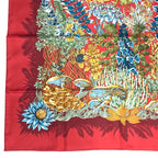 Hermes Scarf Silk L'ile Deserte Human Island Carre 90 Red
