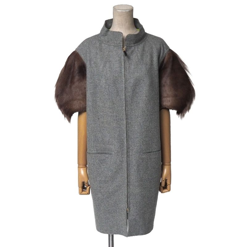 Fendi Coat 38 Stand Collar Fur