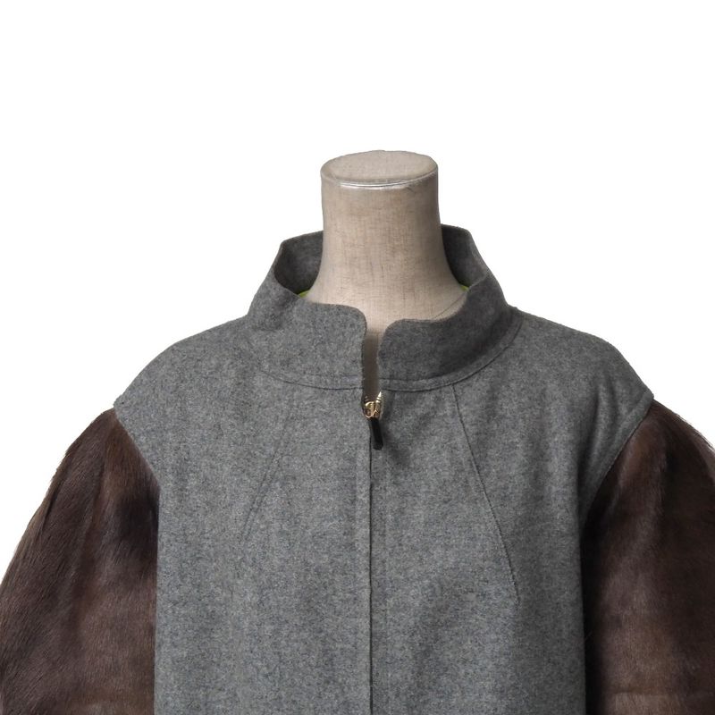 Fendi Coat 38 Stand Collar Fur