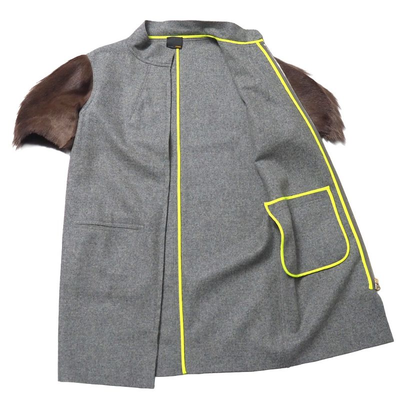 Fendi Coat 38 Stand Collar Fur