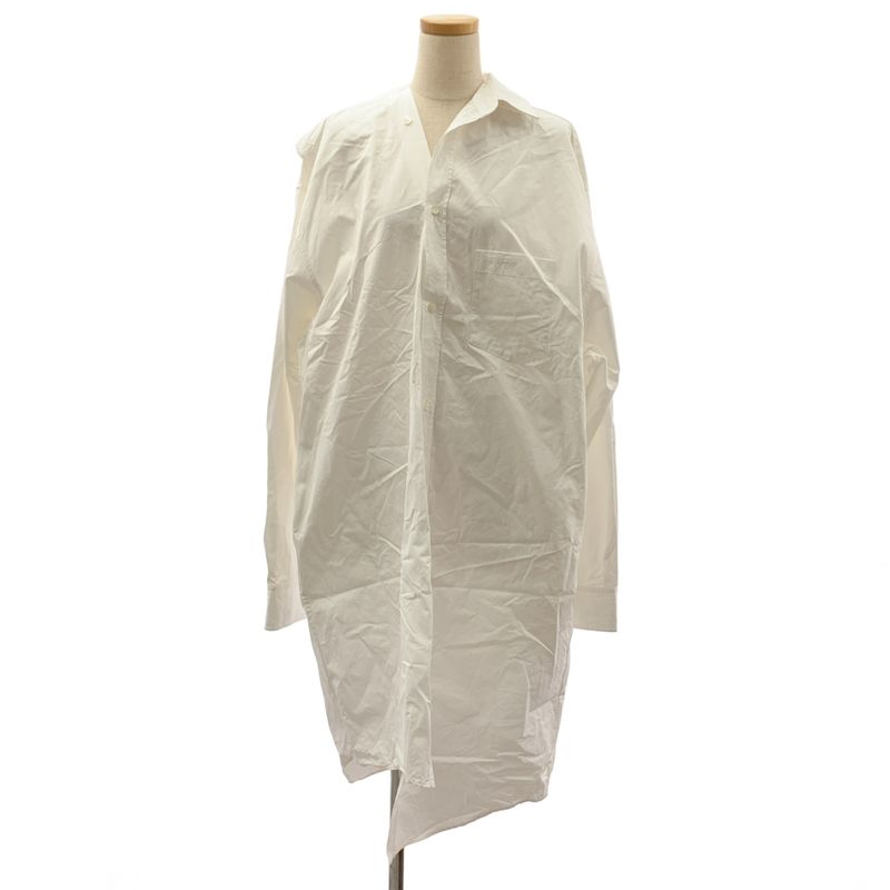 Balenciaga Cotton Asymmetric Shirt Dress 34 White