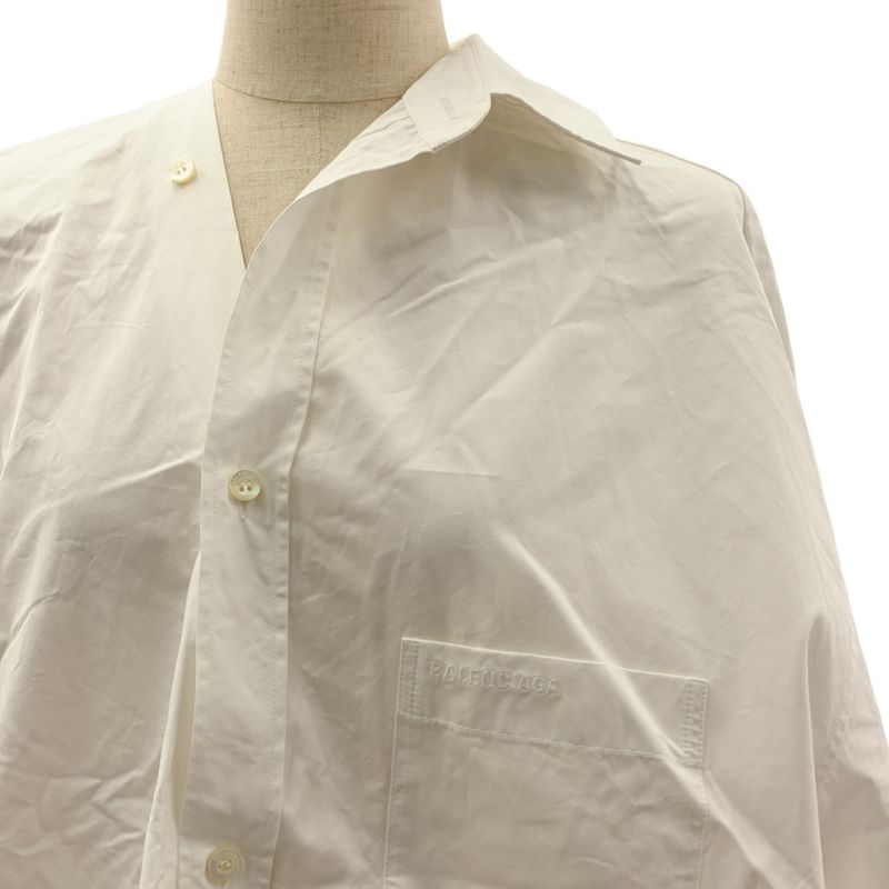 Balenciaga Cotton Asymmetric Shirt Dress 34 White
