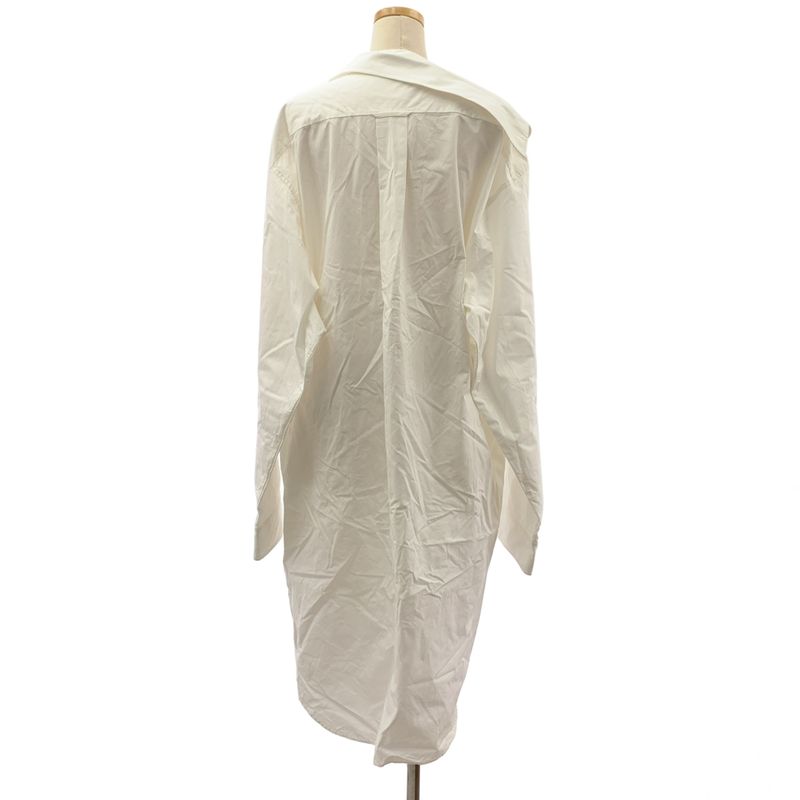 Balenciaga Cotton Asymmetric Shirt Dress 34 White