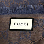 Gucci All Over Jacquard GG Logo Fringe Large Shawl Purple Brown