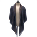 Gucci All Over Jacquard GG Logo Fringe Large Shawl Purple Brown