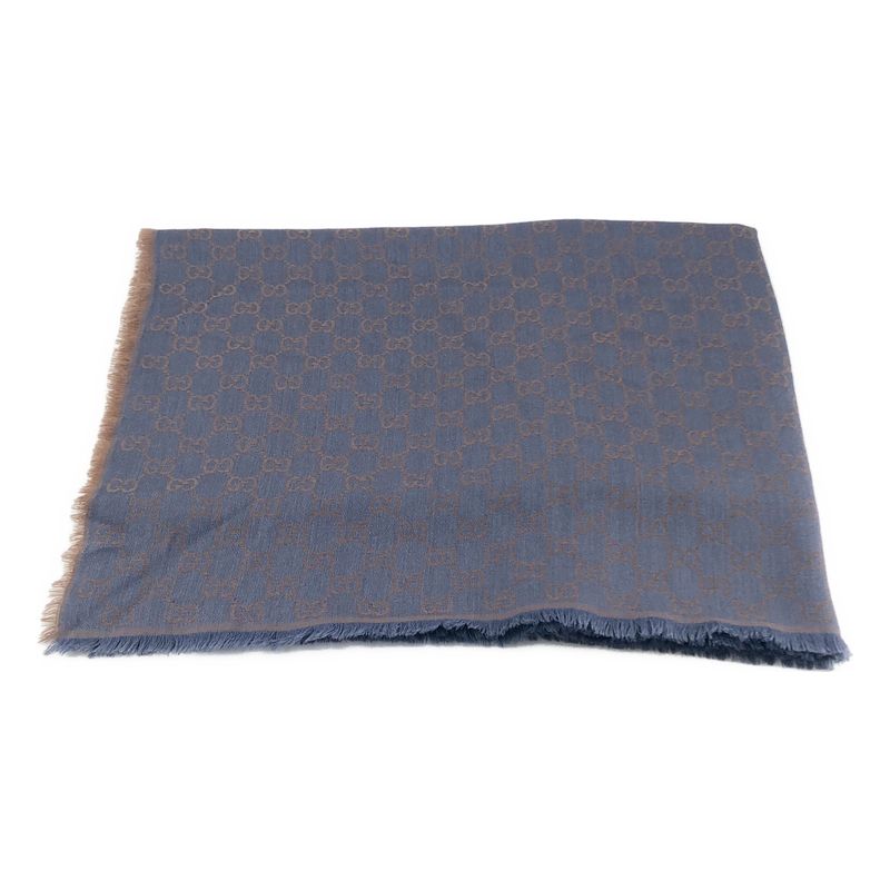 Gucci All Over Jacquard GG Logo Fringe Large Shawl Purple Brown