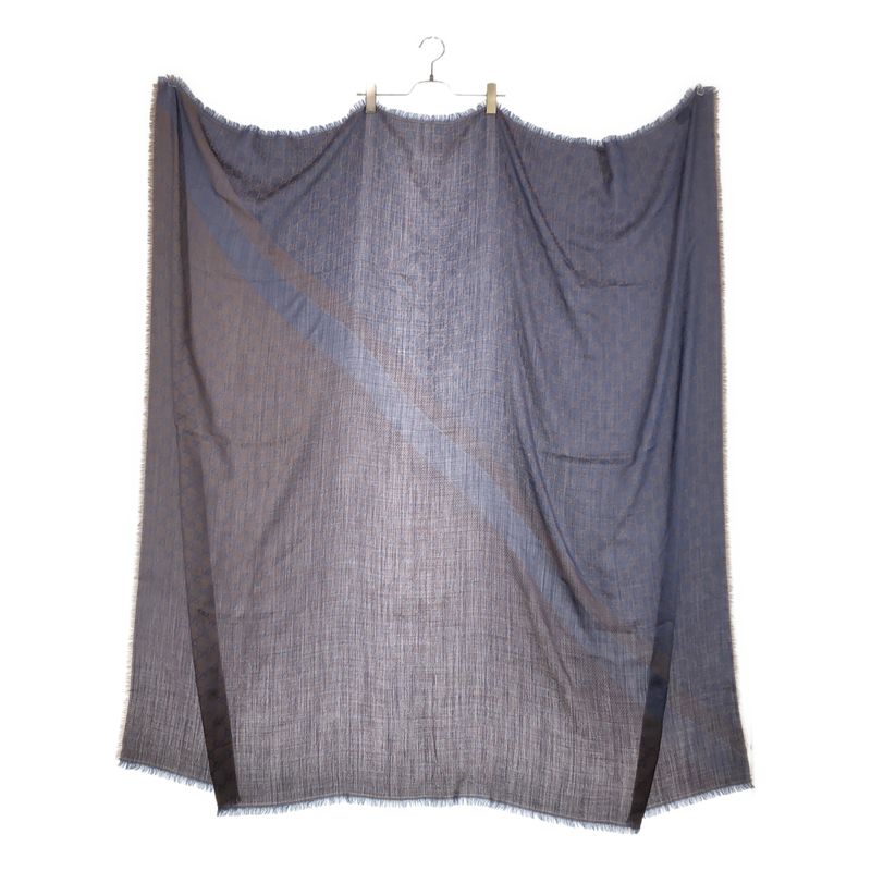 Gucci All Over Jacquard GG Logo Fringe Large Shawl Purple Brown