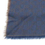 Gucci All Over Jacquard GG Logo Fringe Large Shawl Purple Brown
