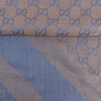 Gucci All Over Jacquard GG Logo Fringe Large Shawl Purple Brown