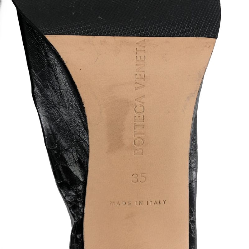 Bottega Veneta Leather Square Toe Heel Sandals 35 Black