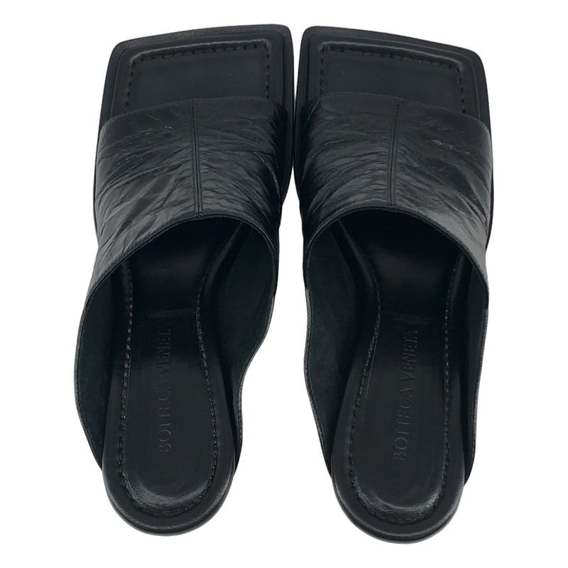 Bottega Veneta Leather Square Toe Heel Sandals 35 Black