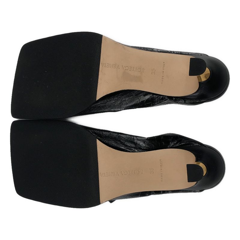 Bottega Veneta Leather Square Toe Heel Sandals 35 Black