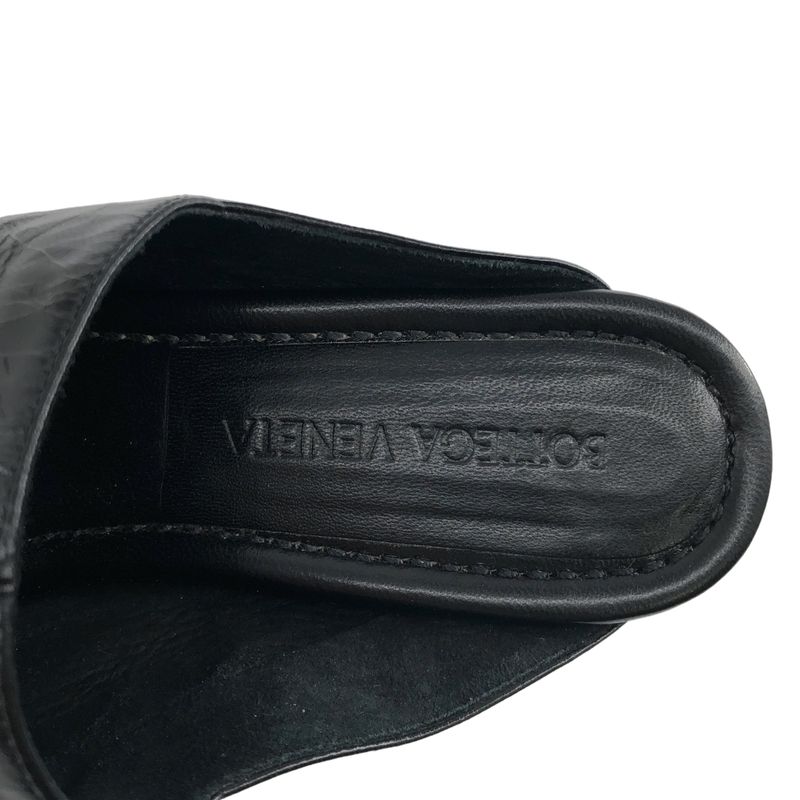 Bottega Veneta Leather Square Toe Heel Sandals 35 Black