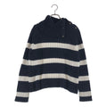 Dior Mariniere D Stripe Turtleneck Border Button Knit 34 Navywhite