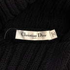 Dior Mariniere D Stripe Turtleneck Border Button Knit 34 Navywhite