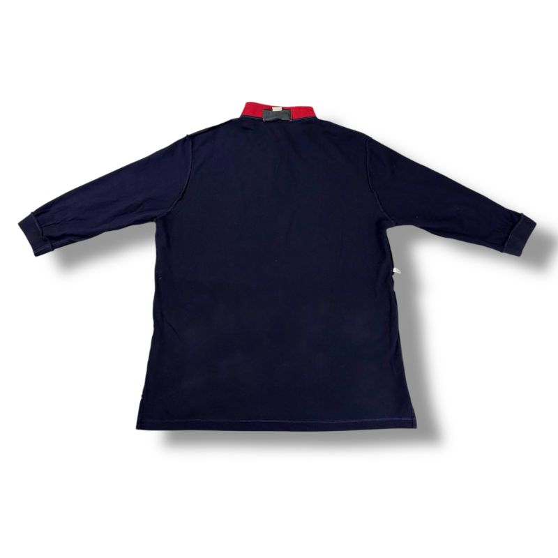 Gucci GG Embroidery 3/4 Length Polo Shirt S Navy Blue
