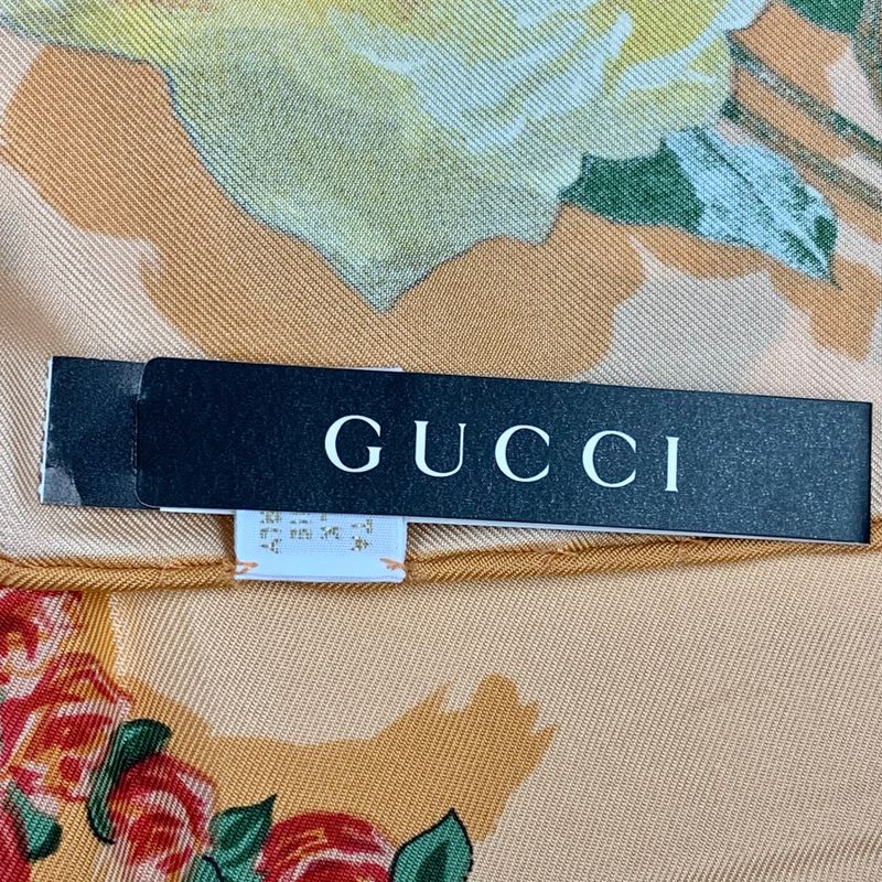 Gucci Floral Silk Scarf Multicolor Large Large Size With Box