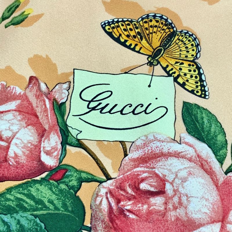 Gucci Floral Silk Scarf Multicolor Large Large Size With Box