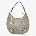 Loewe New Road Line Anagram Bag Silver Canvas Leather Gold