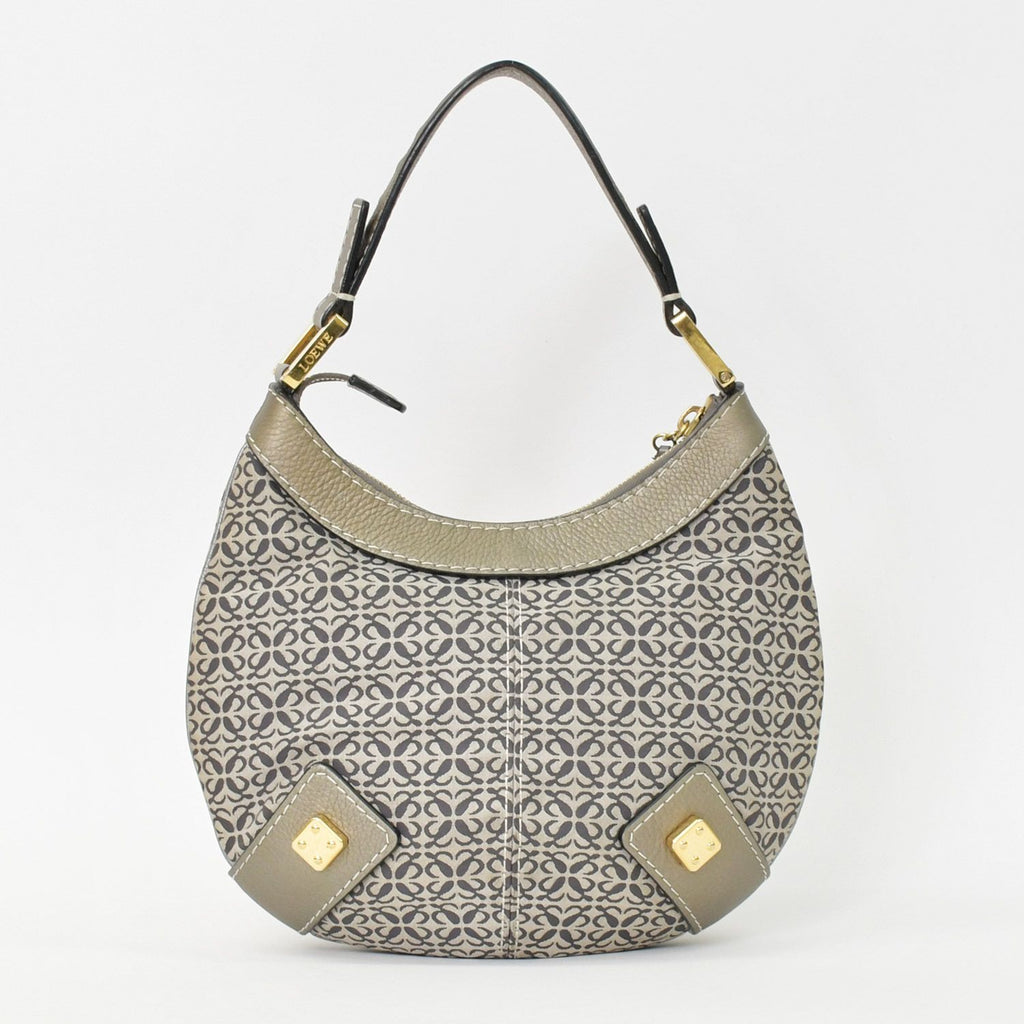 Loewe New Road Line Anagram Bag Silver Canvas Leather Gold — view 3