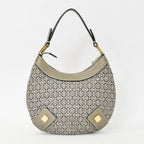 Loewe New Road Line Anagram Bag Silver Canvas Leather Gold — view 3