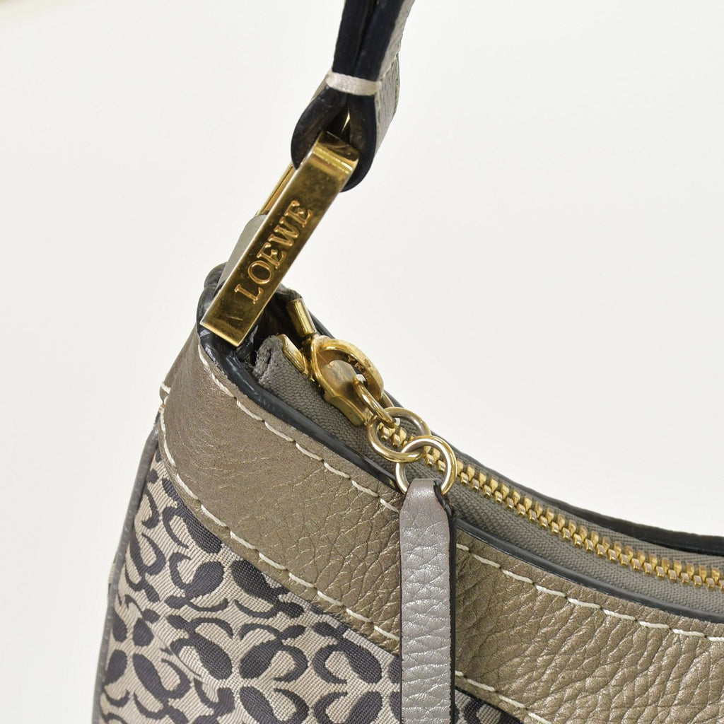 Loewe New Road Line Anagram Bag Silver Canvas Leather Gold — view 8