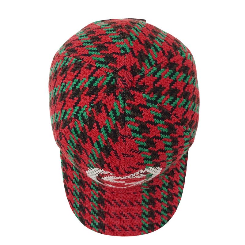 Gucci Cap Wool Interlocking Houndstooth Baseball Cap Red