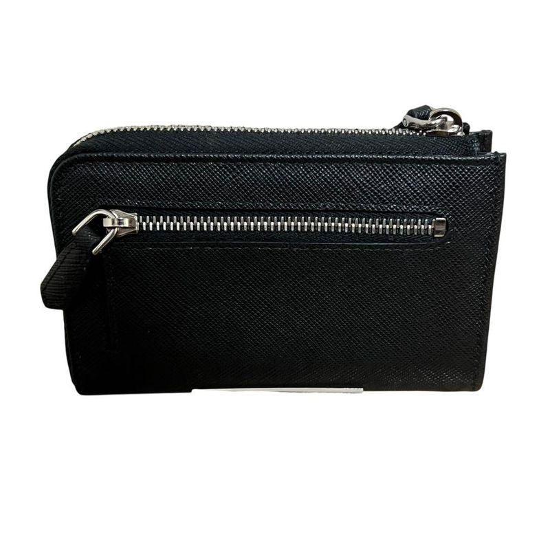 Prada Saffiano Black Silver Leather Coin