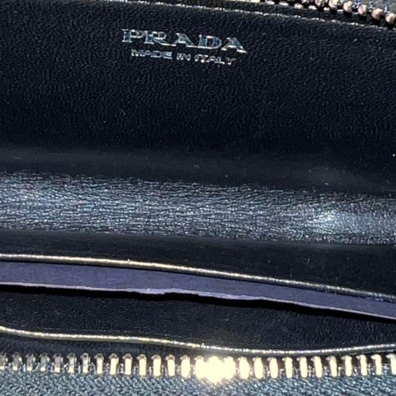 Prada Saffiano Black Silver Leather Coin
