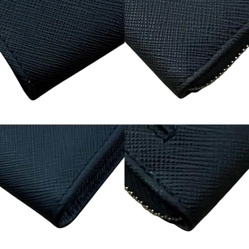 Prada Saffiano Black Silver Leather Coin