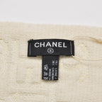 Chanel Logo Embroidery CC Scarf Tobi Quilted Pattern Wool Cashmere Ivory Gold — view 5