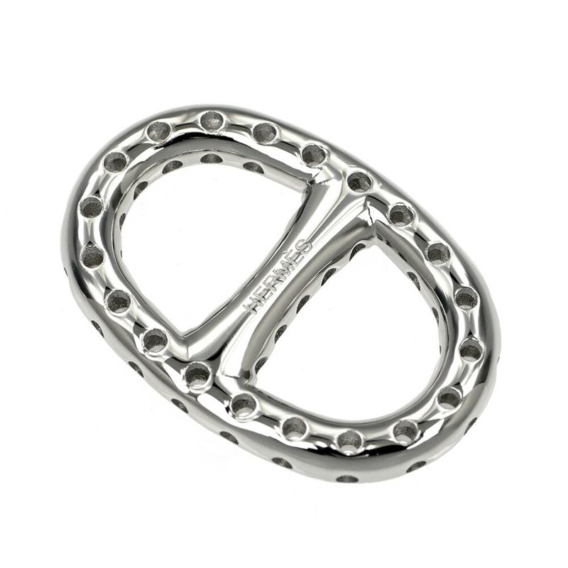 Hermes Mini Chaine D'ancre Perforet Twilly Ring Permanent Brass Silver