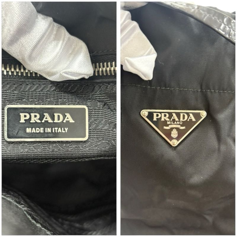 Prada Triangle Logo Tessuto Black Nylon Tote Shoulder Bag