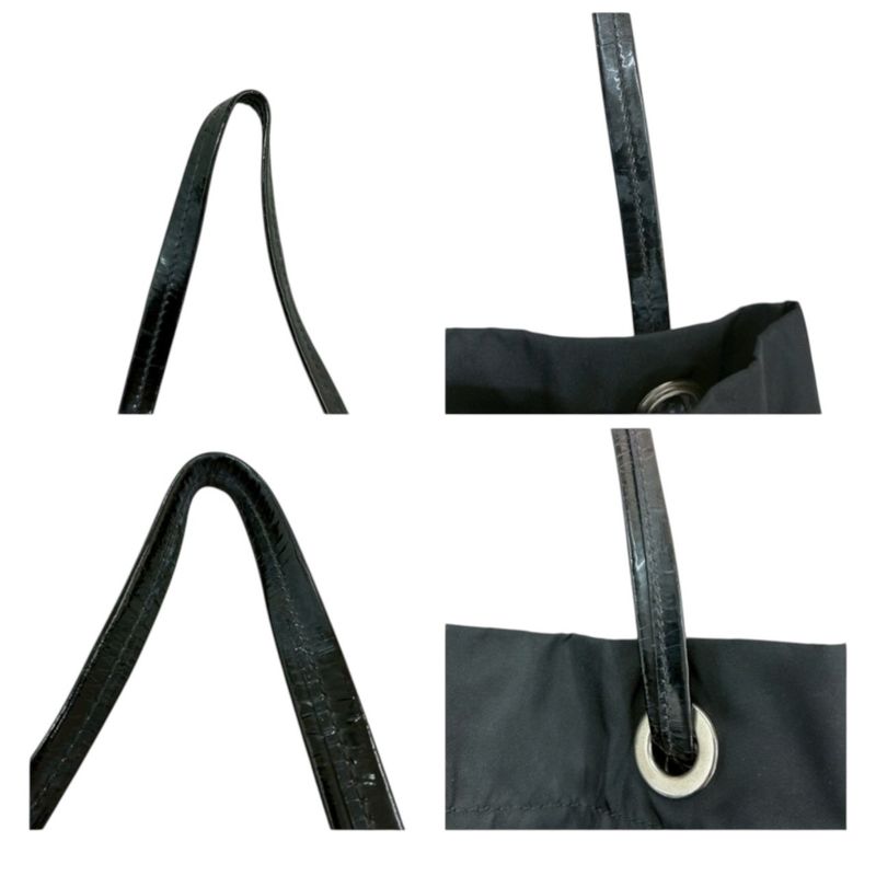 Prada Triangle Logo Tessuto Black Nylon Tote Shoulder Bag