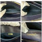 Chanel Big CC Logo Navy Gold Leather Tote