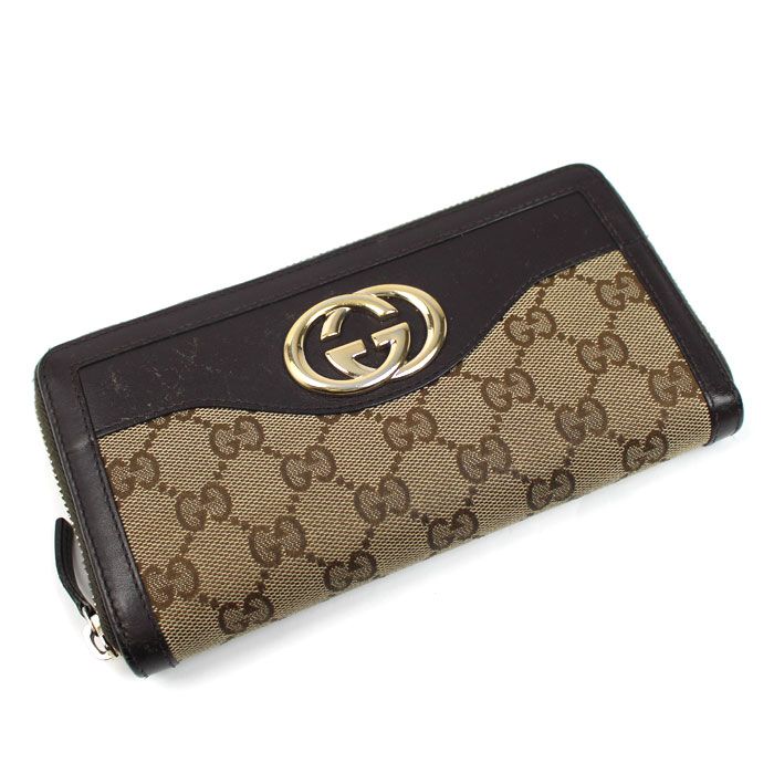 Gucci Ski Interlocking Wallet Beige Brown