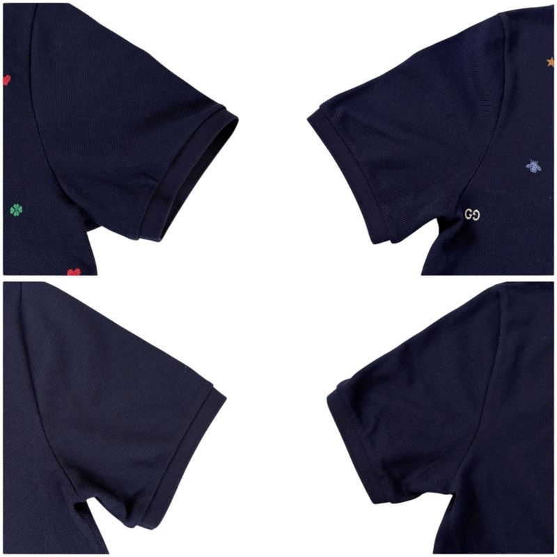 Gucci Polo Shirt Short Sleeve Embroidered All Over Pattern Bee Star