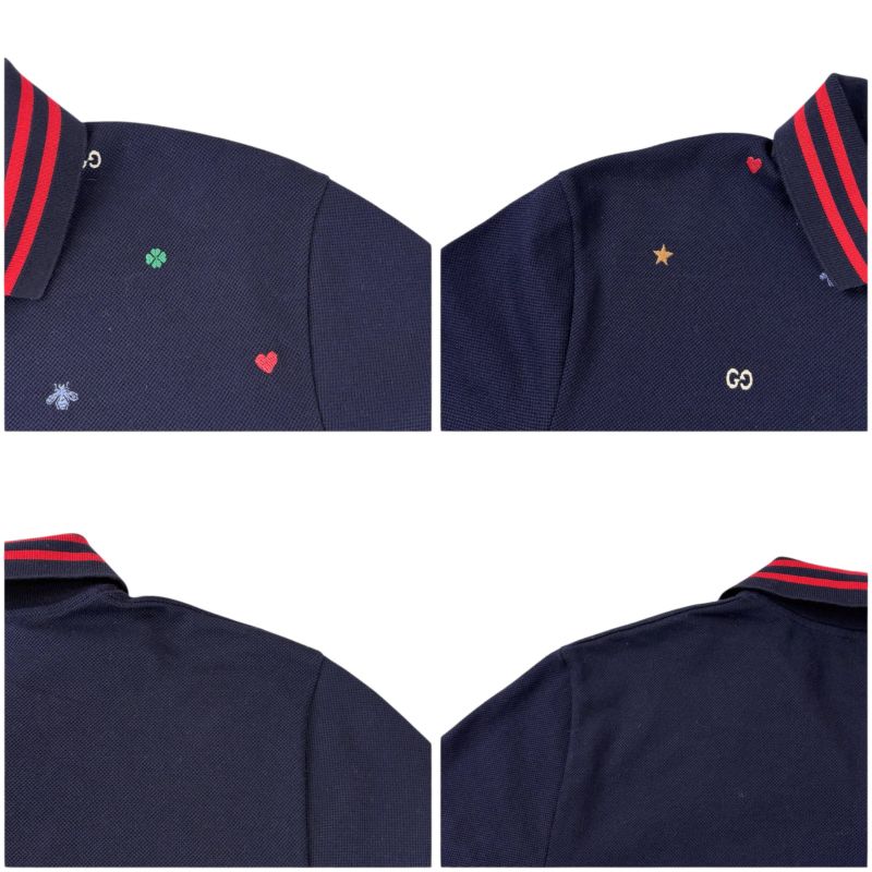 Gucci Polo Shirt Short Sleeve Embroidered All Over Pattern Bee Star