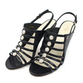 Chanel CC Logo Faux Pearl Sandals Black 37.5