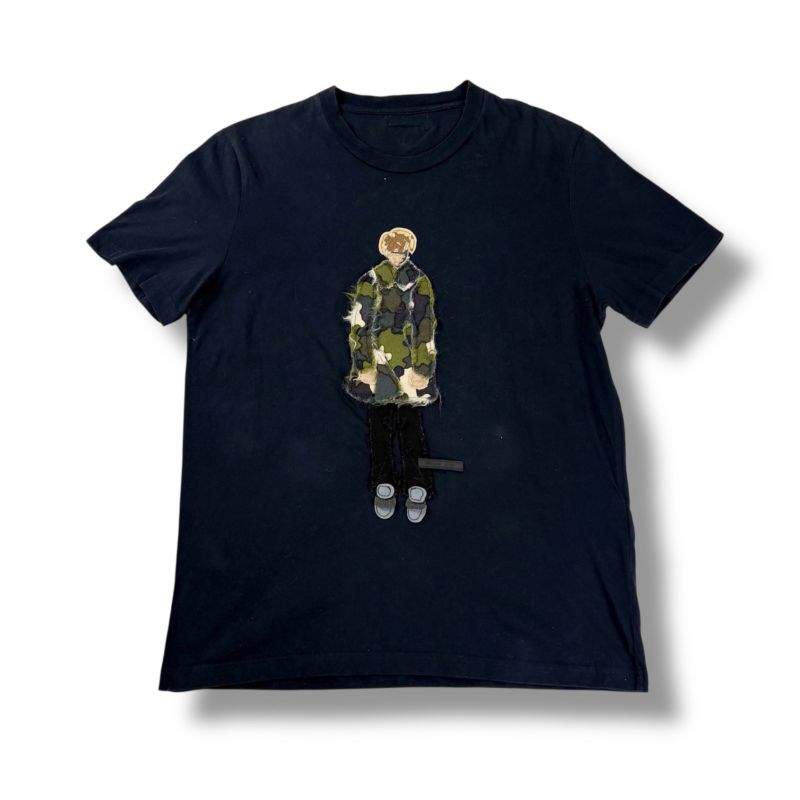 Prada T-Shirt Camouflage Back Triangle Logo Black