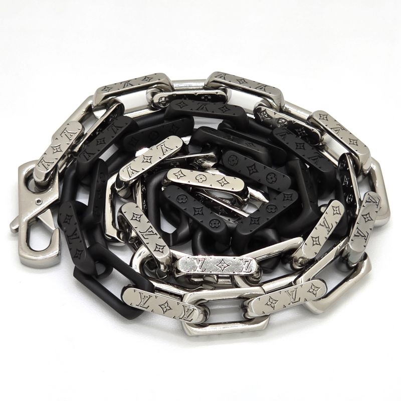 Louis Vuitton Necklace Monogram Chain Silver Black Color Metal Length